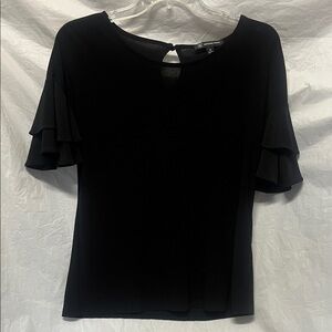 INC Black Ruffle Sleeve Blouse